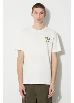 Wood Wood t-shirt bawełniany Ace AA Logo męski kolor beżowy z nadrukiem 10285709.2222 ze sklepu PRM w kategorii T-shirty męskie - zdjęcie 166480549