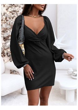 Sukienka mini z bufiastymi rękawami ZAHA - czarna ze sklepu magmac.pl w kategorii Sukienki - zdjęcie 166484119