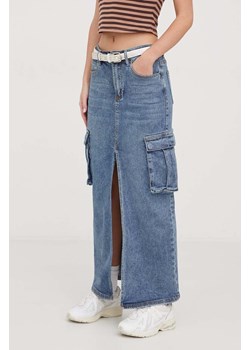 Guess Originals spódnica jeansowa kolor niebieski maxi prosta ze sklepu ANSWEAR.com w kategorii Spódnice - zdjęcie 166485697