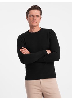 Klasyczny sweter męski z okrągłym dekoltem - czarny V2 OM-SWBS-0106 ze sklepu ombre w kategorii Swetry męskie - zdjęcie 166487607