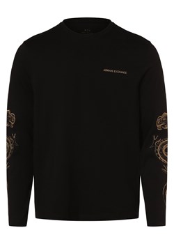 Armani Exchange Męska koszulka z długim rękawem Mężczyźni Bawełna czarny jednolity ze sklepu vangraaf w kategorii Bluzy męskie - zdjęcie 166489595