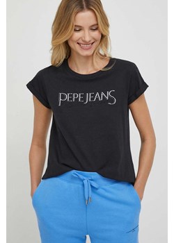 Pepe Jeans t-shirt bawełniany HANNON damski kolor czarny ze sklepu ANSWEAR.com w kategorii Bluzki damskie - zdjęcie 166490718