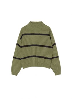 Cropp - Zielony sweter w paski z golfem - zielony ze sklepu Cropp w kategorii Swetry damskie - zdjęcie 166498057