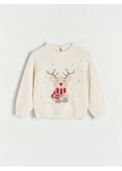 Reserved - Sweter ze świąteczną aplikacją - kremowy ze sklepu Reserved w kategorii Bluzy i swetry - zdjęcie 166498127