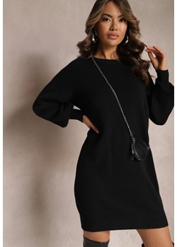 Czarna Dzianinowa Sukienka Mini z Torebką w Kształcie Serca Fuksenia ze sklepu Renee odzież w kategorii Sukienki - zdjęcie 166498916