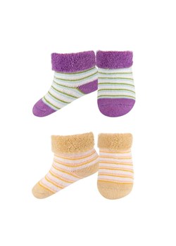 Zestaw 2x Skarpetki niemowlęce kolorowe frotte SOXO bawełniane | w paseczki ze sklepu Sklep SOXO w kategorii Skarpetki dziecięce - zdjęcie 166506076