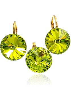 Piękny Komplet Crystal Paris Citrus Green Gold Kryształy Złote Srebro ze sklepu arande w kategorii Komplety biżuterii - zdjęcie 166527896