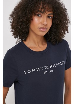 Tommy Hilfiger t-shirt bawełniany damski kolor granatowy WW0WW40276 ze sklepu ANSWEAR.com w kategorii Bluzki damskie - zdjęcie 166528266