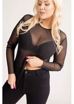 Czarna prześwitująca Bluzka ONTERI ze sklepu TONO w kategorii Bluzki damskie - zdjęcie 166536545