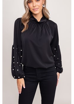 Czarna Bluzka koszulowa z koralikami HAVANA ze sklepu TONO w kategorii Bluzki damskie - zdjęcie 166540506