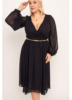 Czarna Sukienka szyfonowa z paskiem NEVIMA ze sklepu TONO w kategorii Sukienki - zdjęcie 166541689