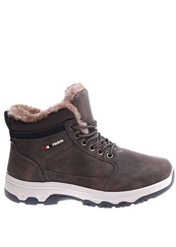 Zimowe bązowe chłopięce buty trekkingowe /E10-2 15340 T633/ ze sklepu Pantofelek24.pl w kategorii Buty trekkingowe męskie - zdjęcie 166545515