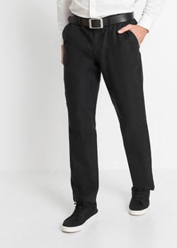 Spodnie chino lniane Regular Fit Straight z wygodnym paskiem ze sklepu bonprix w kategorii Spodnie męskie - zdjęcie 166560378