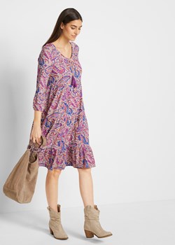 Sukienka tunikowa z nadrukiem, w długości do kolan, z przyjaznej dla środowiska wiskozy, rękawy 3/4 ze sklepu bonprix w kategorii Sukienki - zdjęcie 166562565