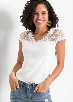 Shirt z koronką, ze zrównoważonej wiskozy ze sklepu bonprix w kategorii Bluzki damskie - zdjęcie 166562777