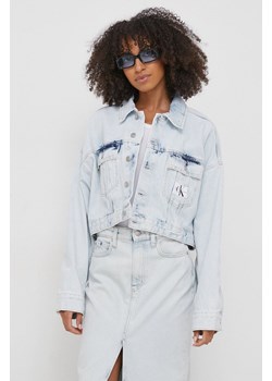 Calvin Klein Jeans kurtka jeansowa damska kolor niebieski przejściowa oversize ze sklepu ANSWEAR.com w kategorii Kurtki damskie - zdjęcie 166583706