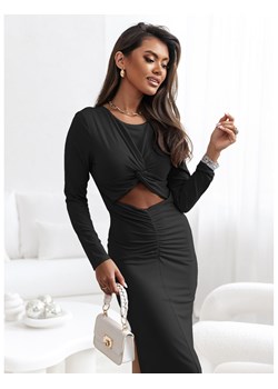 Elegancka sukienka midi z wycięciem MAISA - czarna ze sklepu magmac.pl w kategorii Sukienki - zdjęcie 166586809