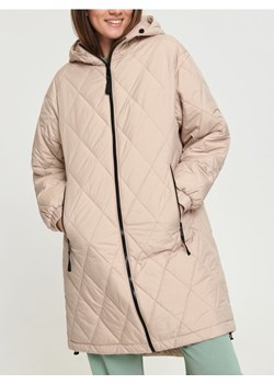 Sinsay - Płaszcz pikowany z kapturem - beżowy ze sklepu Sinsay w kategorii Płaszcze damskie - zdjęcie 166589587