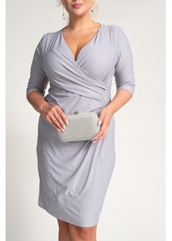 Szara Sukienka brokatowa BRILIA ze sklepu TONO w kategorii Sukienki - zdjęcie 166598927