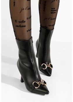 Czarne botki na słupku Marika ze sklepu Zapatos w kategorii Botki - zdjęcie 166606407