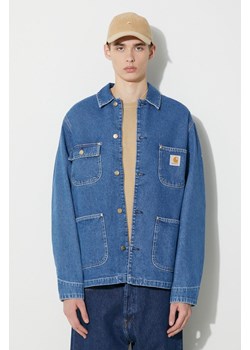 Carhartt WIP kurtka jeansowa OG Chore Coat męska kolor niebieski przejściowa oversize I031896.106 ze sklepu PRM w kategorii Kurtki męskie - zdjęcie 166607567