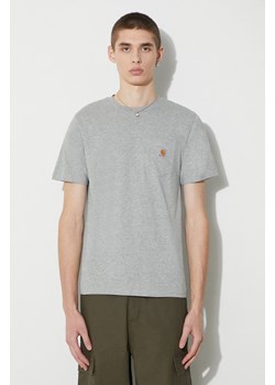 Carhartt WIP t-shirt bawełniany S/S Pocket T-Shirt męski kolor szary melanżowy I030434.V6XX ze sklepu PRM w kategorii T-shirty męskie - zdjęcie 166607617