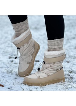 Beżowe zimowe śniegowce damskie z membraną American Club Sn46/23 ze sklepu suzana.pl w kategorii Śniegowce damskie - zdjęcie 166610205