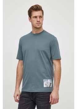 Armani Exchange t-shirt bawełniany męski kolor zielony z aplikacją 3DZTLF ZJ9JZ ze sklepu ANSWEAR.com w kategorii T-shirty męskie - zdjęcie 166616566