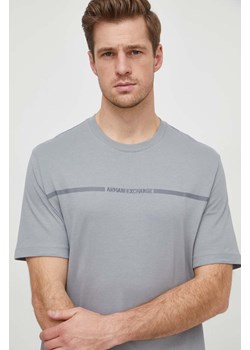 Armani Exchange t-shirt bawełniany męski kolor szary z nadrukiem 3DZTLG ZJ9JZ ze sklepu ANSWEAR.com w kategorii T-shirty męskie - zdjęcie 166616576