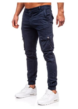Granatowe spodnie materiałowe joggery bojówki męskie Denley JM5502 ze sklepu Denley w kategorii Spodnie męskie - zdjęcie 166621376