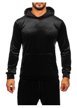 Czarny welurowy dres męski z kapturem Bolf 0002A ze sklepu Denley w kategorii Dresy męskie - zdjęcie 166621378
