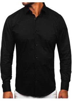 Czarna koszula męska elegancka bawełniania z długim rękawem slim fit Denley TSM14 ze sklepu Denley w kategorii Koszule męskie - zdjęcie 166621417