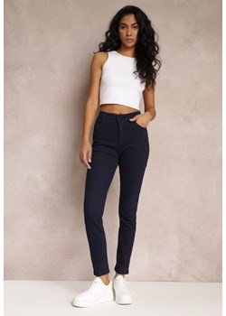 Granatowe Gładkie Spodnie o Kroju Slim Madysen ze sklepu Renee odzież w kategorii Spodnie damskie - zdjęcie 166625756