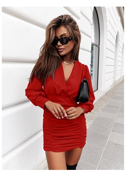 Sukienka z marszczeniem - ELOA - czerwona ze sklepu magmac.pl w kategorii Sukienki - zdjęcie 166626855