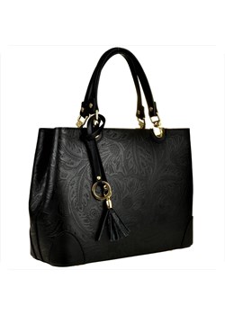 Skórzana torebka shopper kuferek l czarna złote okucia ze sklepu melon.pl w kategorii Torby Shopper bag - zdjęcie 166637589