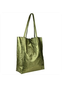 Torebka skórzana lekka shopper zieleń oliwkowa metaliczna ze sklepu melon.pl w kategorii Torby Shopper bag - zdjęcie 166637827