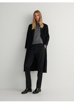 Reserved - Wełniany płaszcz - czarny ze sklepu Reserved w kategorii Płaszcze damskie - zdjęcie 166638646