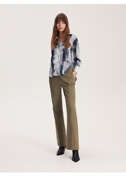 Reserved - Spodnie flare z mankietami - zielony ze sklepu Reserved w kategorii Spodnie damskie - zdjęcie 166641319