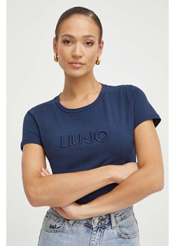 Liu Jo t-shirt damski kolor granatowy ze sklepu ANSWEAR.com w kategorii Bluzki damskie - zdjęcie 166644368