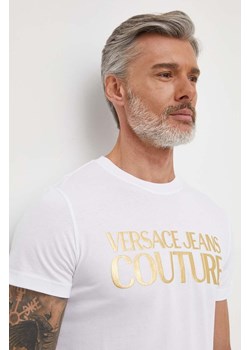 Versace Jeans Couture t-shirt bawełniany męski kolor biały z nadrukiem 76GAHT00 CJ00T ze sklepu ANSWEAR.com w kategorii T-shirty męskie - zdjęcie 166650845