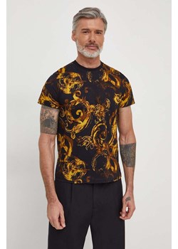 Versace Jeans Couture t-shirt bawełniany męski kolor czarny wzorzysty 76GAH6S0 JS287 ze sklepu ANSWEAR.com w kategorii T-shirty męskie - zdjęcie 166650855