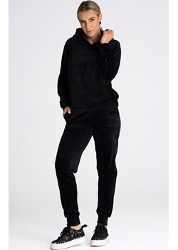 Czarna bluza damska welurowa z kapturem M969, Kolor czarny, Rozmiar L/XL, Figl ze sklepu Primodo w kategorii Bluzy damskie - zdjęcie 166653127