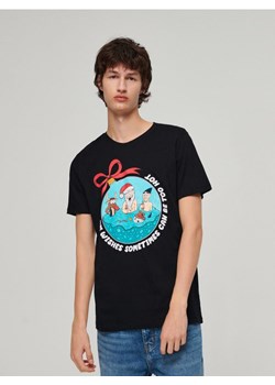 Świąteczna koszulka z nadrukiem czarna ze sklepu House w kategorii T-shirty męskie - zdjęcie 166654936
