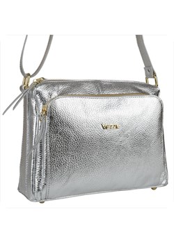Włoska skórzana torebka srebrna vezze złote okucia ze sklepu melon.pl w kategorii Listonoszki - zdjęcie 166657895
