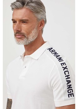 Armani Exchange polo bawełniane kolor biały z aplikacją 3DZFLA ZJM5Z ze sklepu ANSWEAR.com w kategorii T-shirty męskie - zdjęcie 166664629
