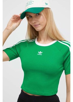 adidas Originals t-shirt 3-Stripes Baby Tee damski kolor zielony IP0666 ze sklepu ANSWEAR.com w kategorii Bluzki damskie - zdjęcie 166664747
