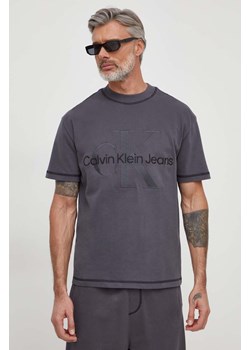 Calvin Klein Jeans t-shirt bawełniany męski kolor szary z aplikacją ze sklepu ANSWEAR.com w kategorii T-shirty męskie - zdjęcie 166664819