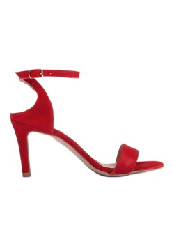Marco Shoes Eleganckie sandały z naturalnego zamszu czerwone ze sklepu ButyModne.pl w kategorii Sandały damskie - zdjęcie 166675148