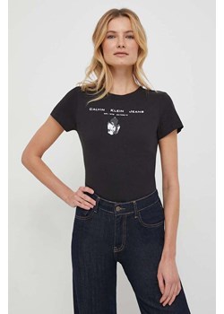 Calvin Klein Jeans t-shirt bawełniany damski kolor czarny ze sklepu ANSWEAR.com w kategorii Bluzki damskie - zdjęcie 166682776