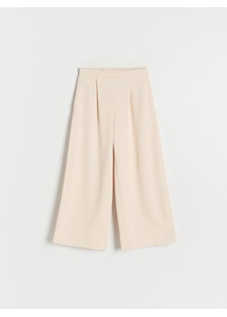 Reserved - Spodnie wide leg z wiskozą - beżowy ze sklepu Reserved w kategorii Spodnie dziewczęce - zdjęcie 166684215